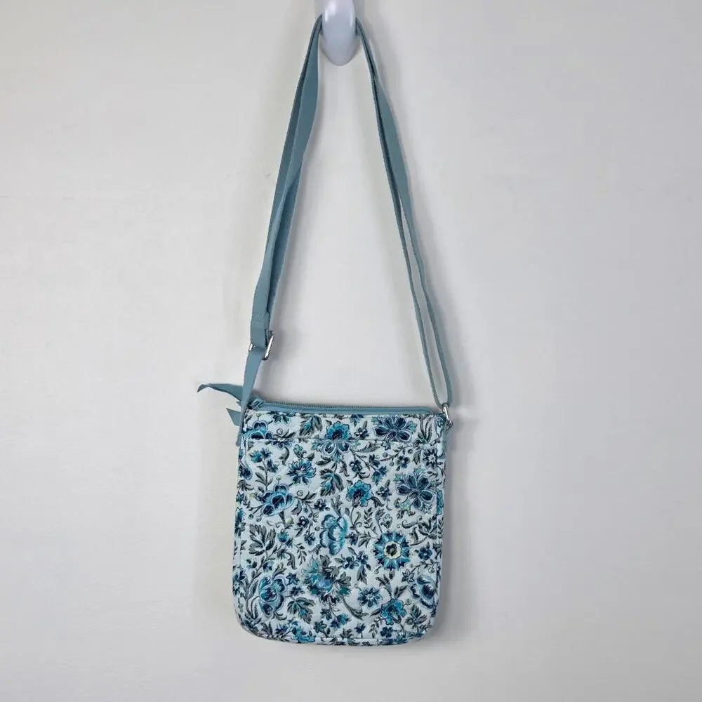 Vera Bradley Cloud Vine Crossbody Bag Blue Aqua Floral Quilted Shoulder Purse